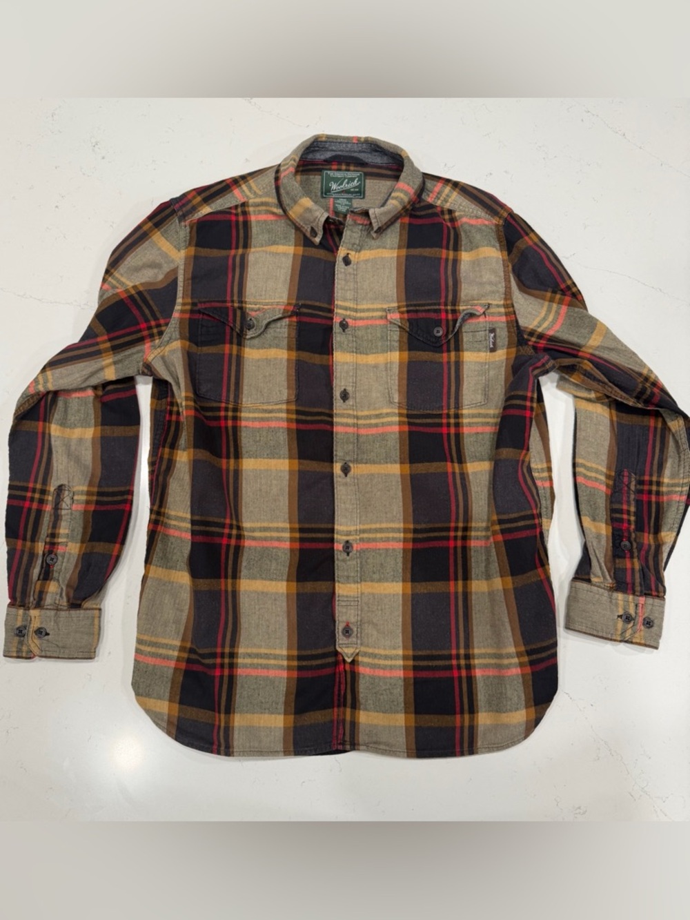 Woolrich Men’s Brown Plaid Flannel Shirt - Large